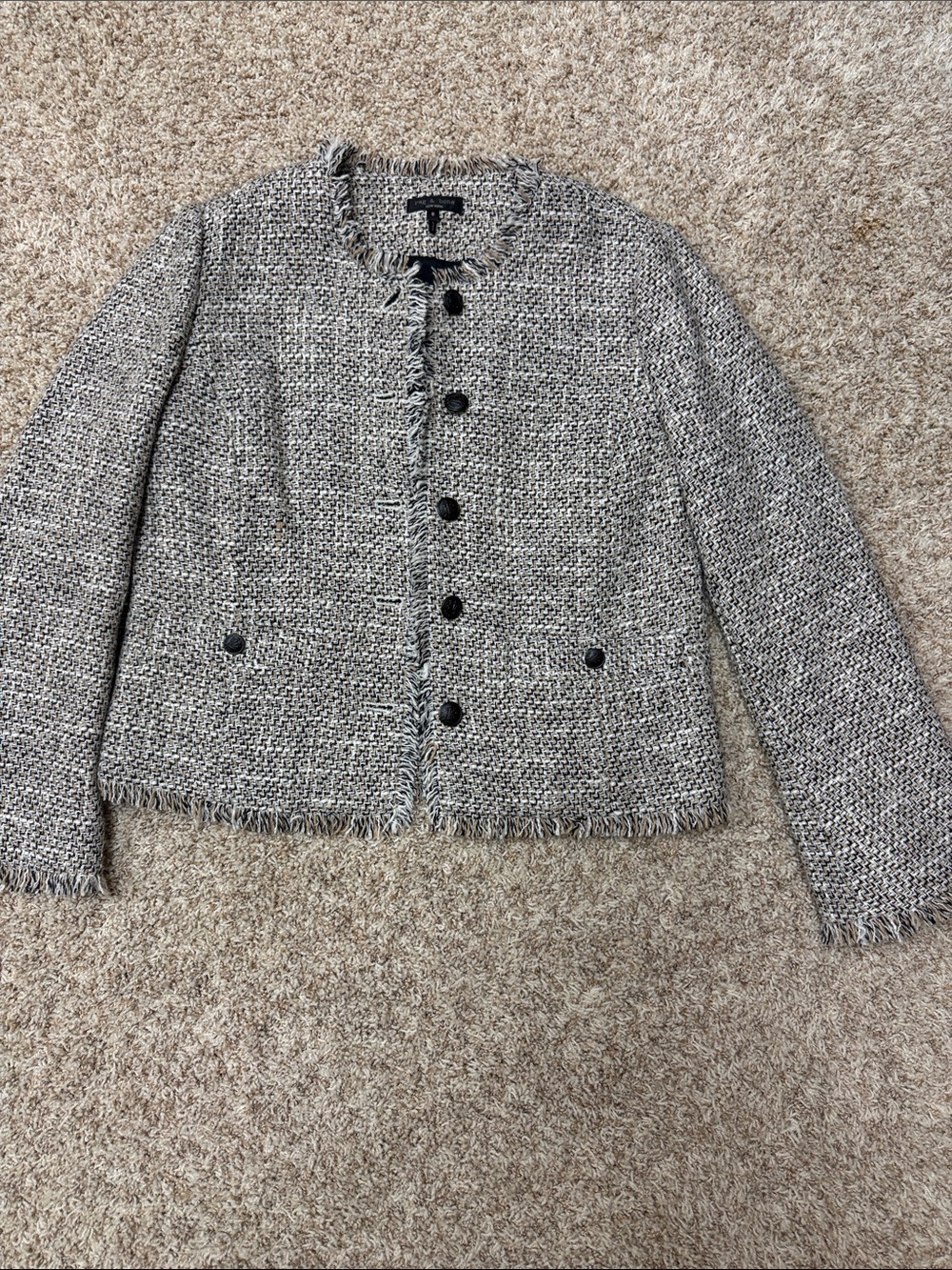 Rag & Bone New York Fringe Trim Tweed Jacket Wool Blend Size 8